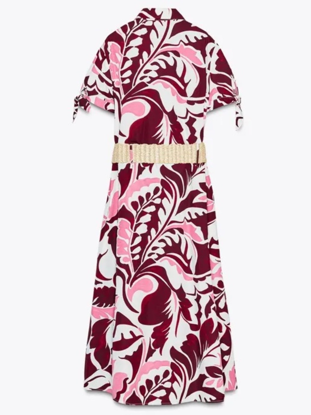 ZARA PRINTED POPLIN MIDI DRESS WITH BELT - Picture 9 of 10